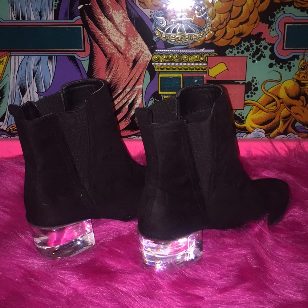 Clear Heel Black booties